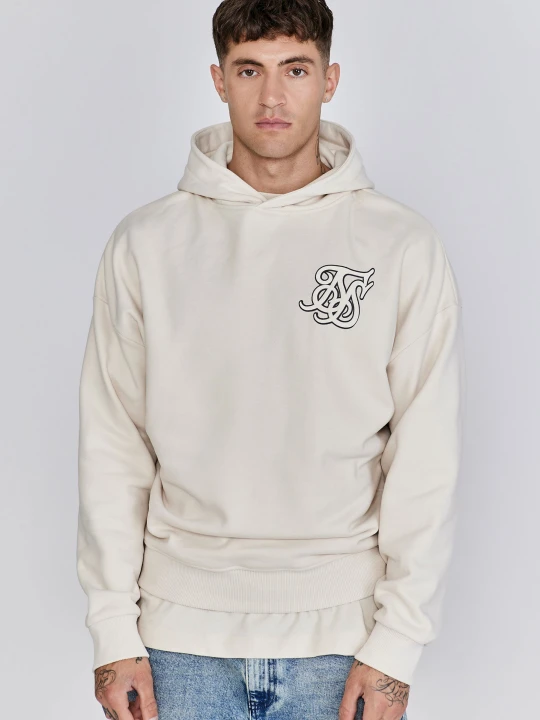 Zdjęcie produktu SikSilk Męska Bluza z Kapturem w Kolorze Ecru z Grafiką