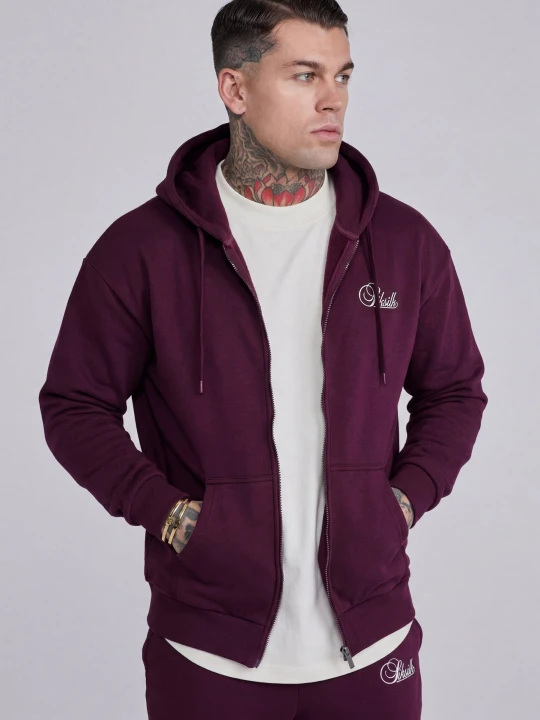 Zdjęcie produktu SikSilk Męska Bordowa Essentials Bluza z Pełnym Zamkiem
