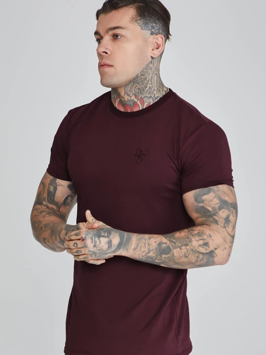 Zdjęcie produktu SikSilk Męska Bordowa Koszulka Muscle Fit