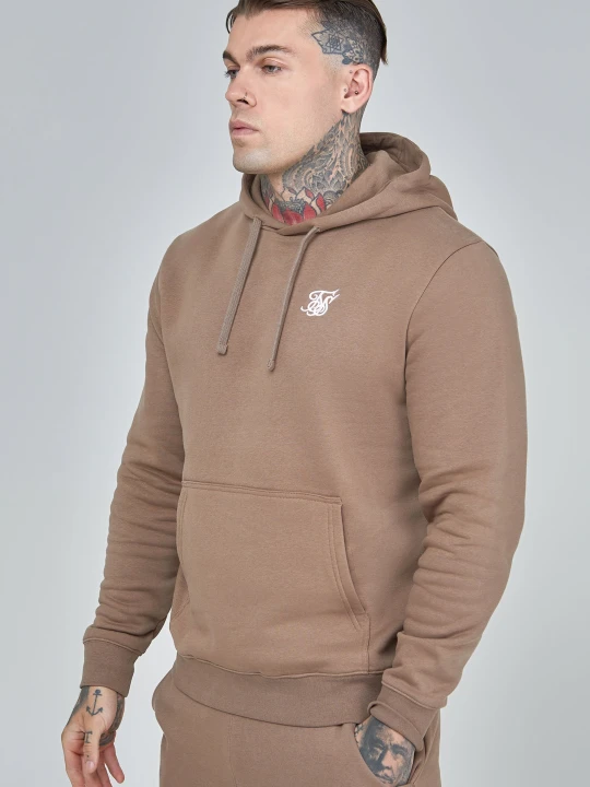 Zdjęcie produktu SikSilk Męska Brązowa Bluza z Kapturem Essentials Overhead