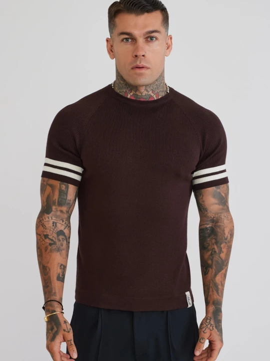 Zdjęcie produktu SikSilk Męska Brązowa Dzianinowa Koszulka