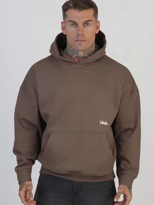 Zdjęcie produktu SikSilk Męska Brązowa Graficzna Bluza z Kapturem