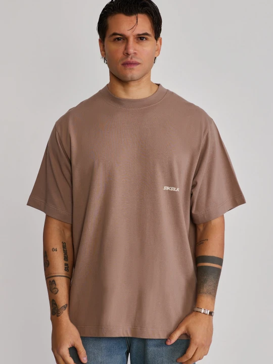Zdjęcie produktu SikSilk Męska Brązowa Graficzna Koszulka T-Shirt
