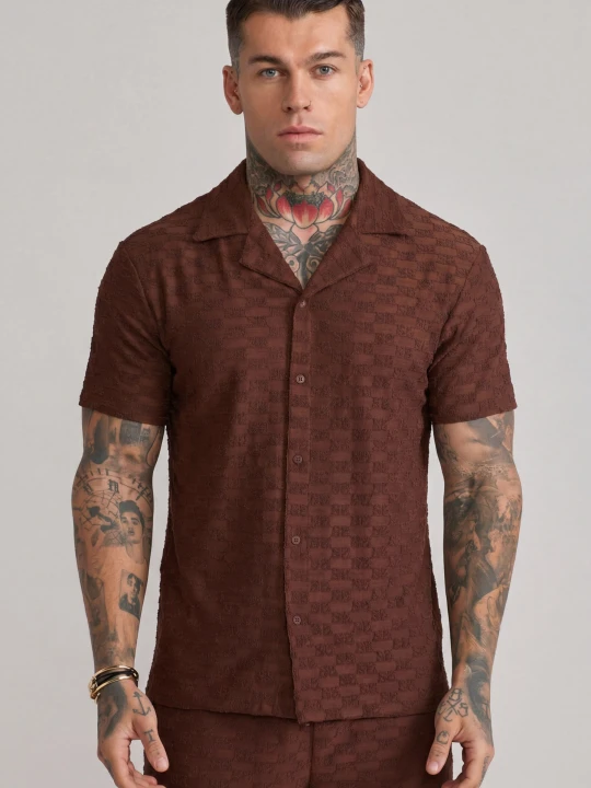 Zdjęcie produktu SikSilk Męska Brązowa Koszulka Frotte