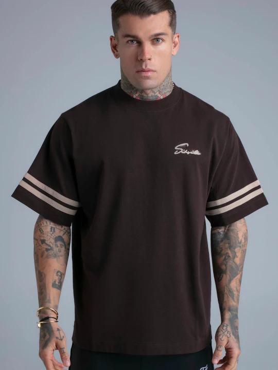 Zdjęcie produktu SikSilk Męska Brązowa Koszulka Script T-shirt