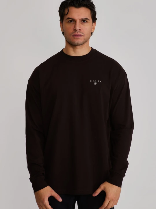 Zdjęcie produktu SikSilk Męska Brązowa Koszulka z Długim Rękawem T-Shirt