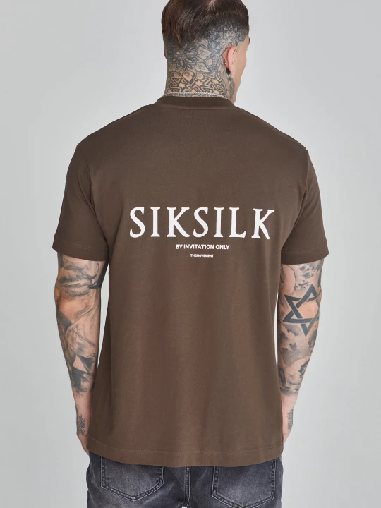 Zdjęcie produktu SikSilk Męska Brązowa Koszulka z Grafiką