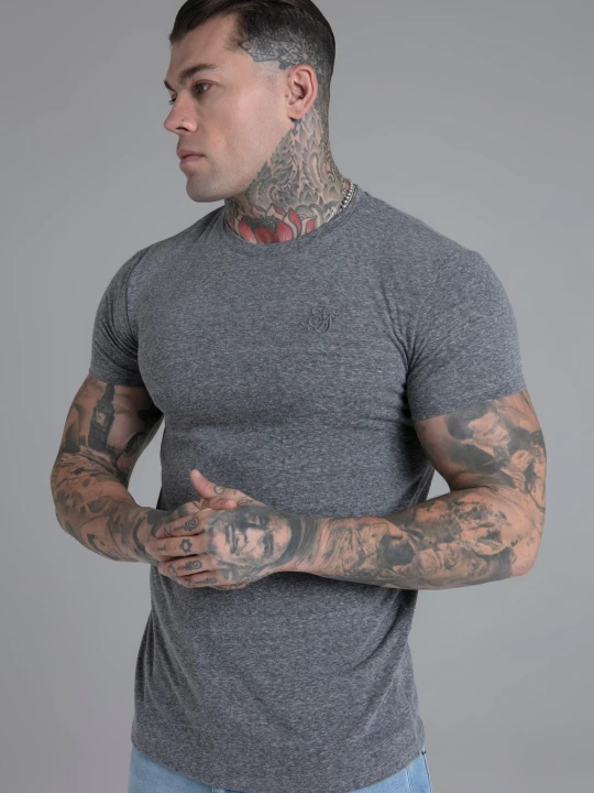 Zdjęcie produktu SikSilk Męska Ciemnoszara Melanżowa Koszulka szary