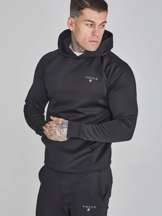 Zdjęcie produktu SikSilk Męska Czarna Bluza z Kapturem Essentials z Poliestru