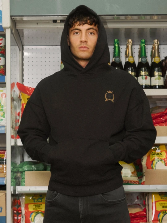 Zdjęcie produktu SikSilk Męska Czarna Bluza z Kapturem Pullover