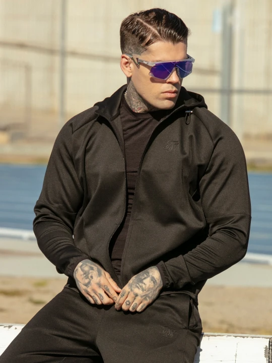 Zdjęcie produktu SikSilk Męska Czarna Bluza z Pełnym Zamkiem