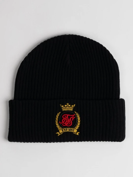 Zdjęcie produktu SikSilk Męska Czarna Crest Czapka Beanie One Size