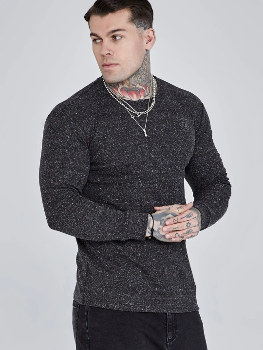Zdjęcie produktu SikSilk Męska Czarna Długa Koszulka z Krótkim Rękawem