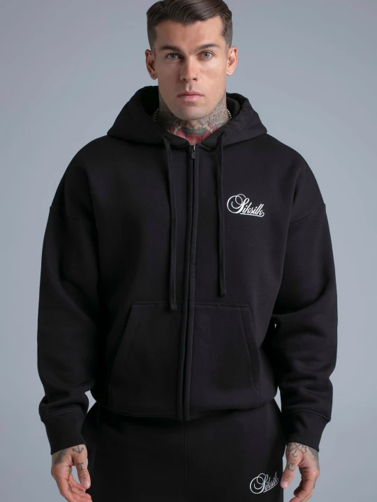Zdjęcie produktu SikSilk Męska Czarna Essentials Bluza z Pełnym Zamkiem