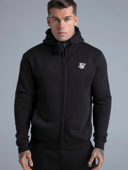 Zdjęcie produktu SikSilk Męska Czarna Essentials Bluza z Pełnym Zamkiem