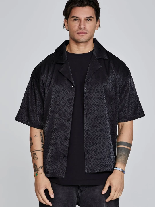 Zdjęcie produktu SikSilk Męska Czarna Koszula Resort