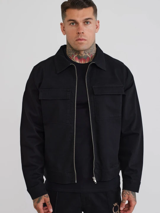 Zdjęcie produktu SikSilk Męska Czarna Koszula Użytkowa Overshirt