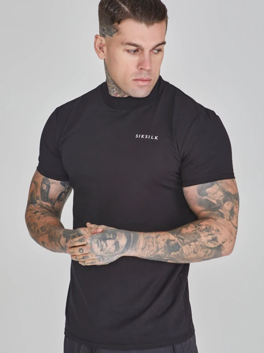 Zdjęcie produktu SikSilk Męska Czarna Koszulka Muscle Fit