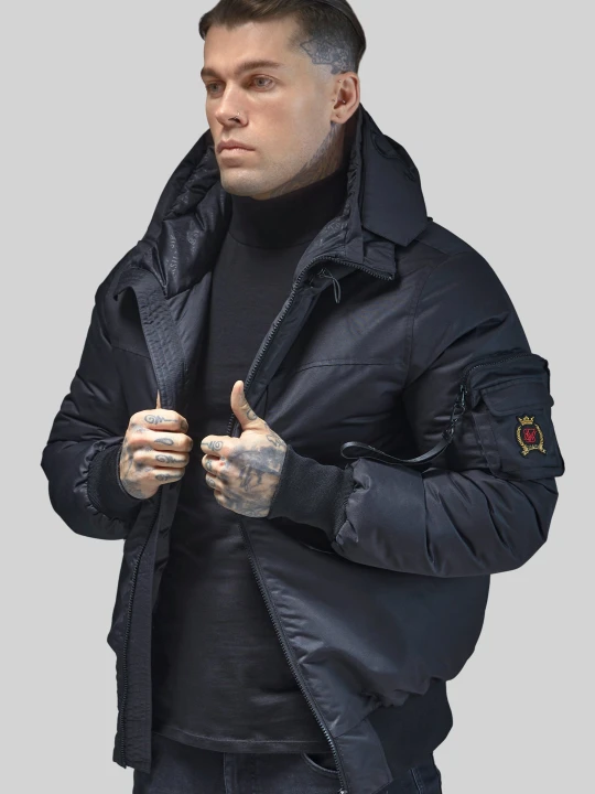 Zdjęcie produktu SikSilk Męska Czarna Kurtka Bomber
