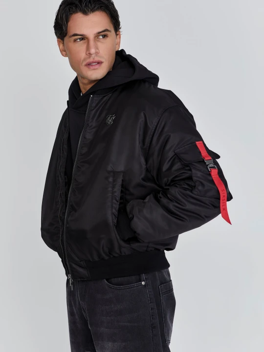 Zdjęcie produktu SikSilk Męska Czarna Kurtka Bomber