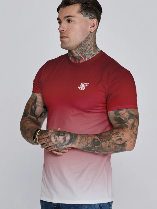 Zdjęcie produktu SikSilk Męska Czerwono-Biała Zanikająca Koszulka