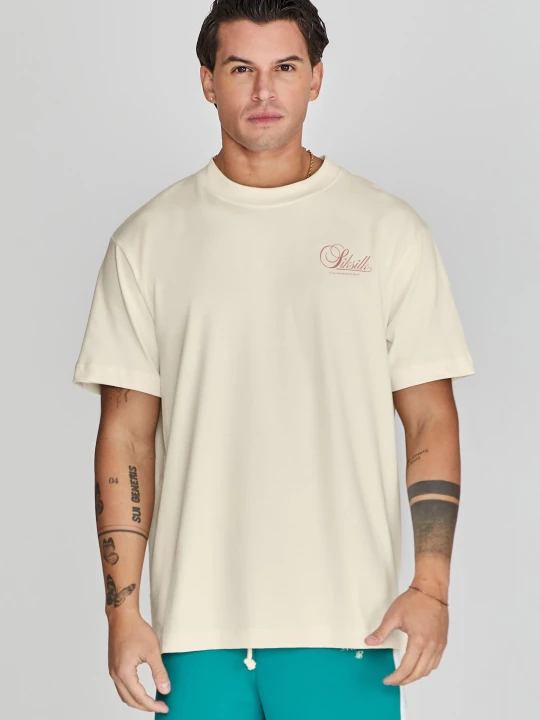 Zdjęcie produktu SikSilk Męska Ecri Graficzna Koszulka Ecru