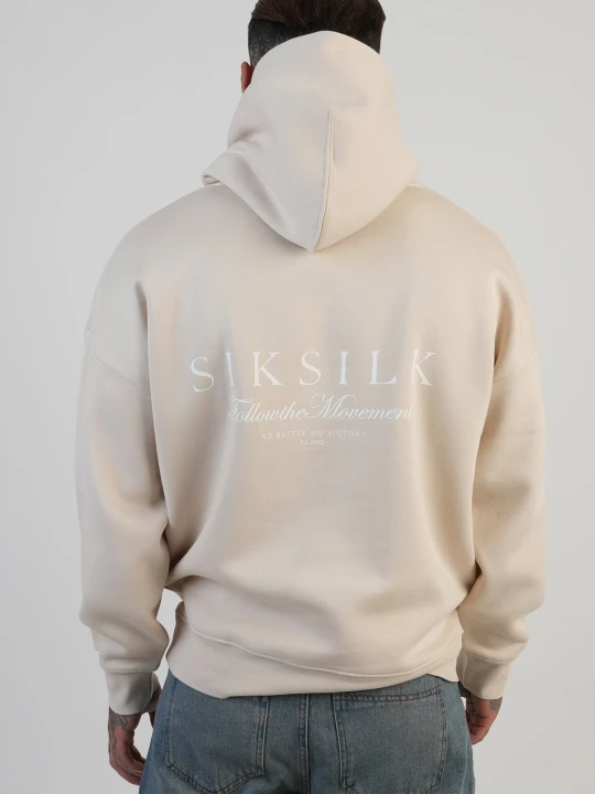 Zdjęcie produktu SikSilk Męska Ecru Graficzna Bluza z Kapturem