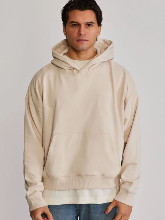 Zdjęcie produktu SikSilk Męska Ecru Graficzna Bluza z Kapturem