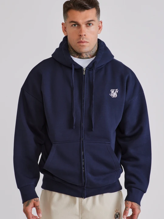 Zdjęcie produktu SikSilk Męska Granatowa Bluza z Kapturem Essentials