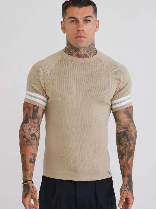 Zdjęcie produktu SikSilk Męska Kamienna Dzianinowa Koszulka