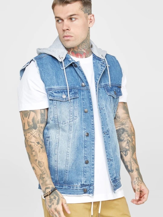Zdjęcie produktu SikSilk Męska Kamizelka Rinse & Denim niebieski