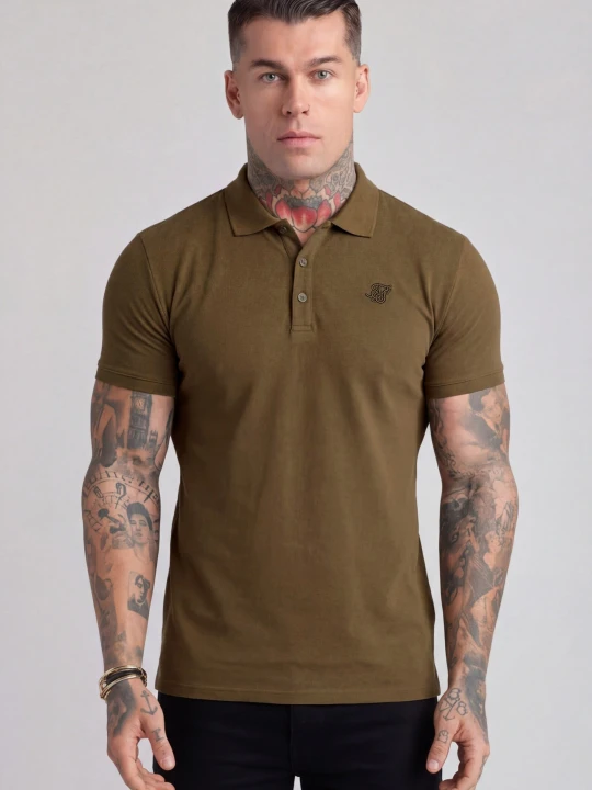Zdjęcie produktu SikSilk Męska Khaki Zielona Koszulka Polo T-Shirt