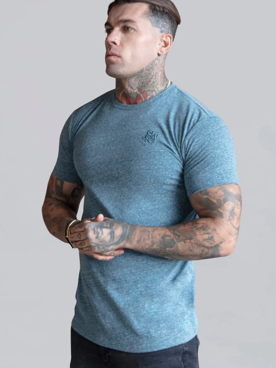 Zdjęcie produktu SikSilk Męska Koszulka T-Shirt w Kolorze Niebieskim Melanż