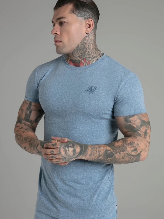 Zdjęcie produktu SikSilk Męska Koszulka T w Kolorze Niebieskim Melanż