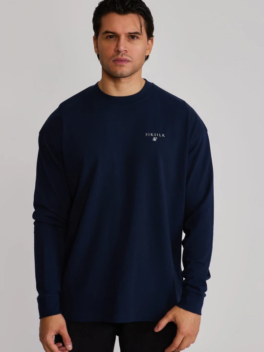 Zdjęcie produktu SikSilk Męska Koszulka z Długim Rękawem w Kolorze Granatowym