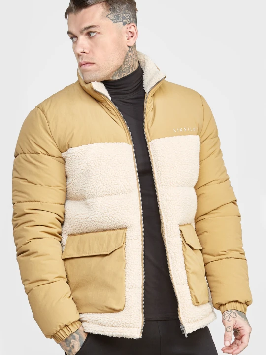 Zdjęcie produktu SikSilk Męska Kurtka Kamienna Bąbelkowa beżowy