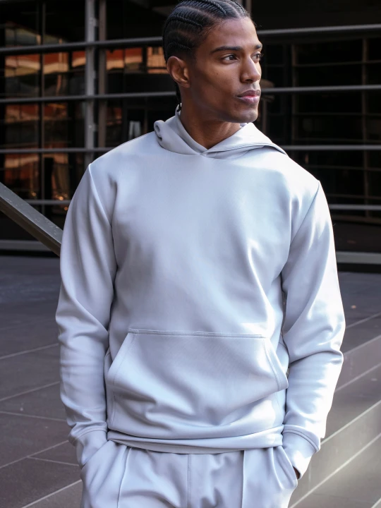 Zdjęcie produktu SikSilk Męska Lekko Szara Elegancka Bluza z Kapturem