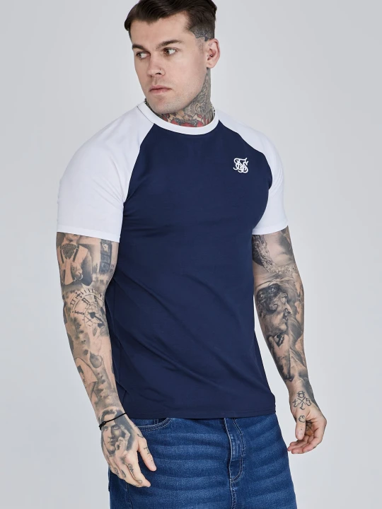 Zdjęcie produktu SikSilk Męska Marynarka w Kolorze Granatowym i Białym z Raglanowymi Rękawami