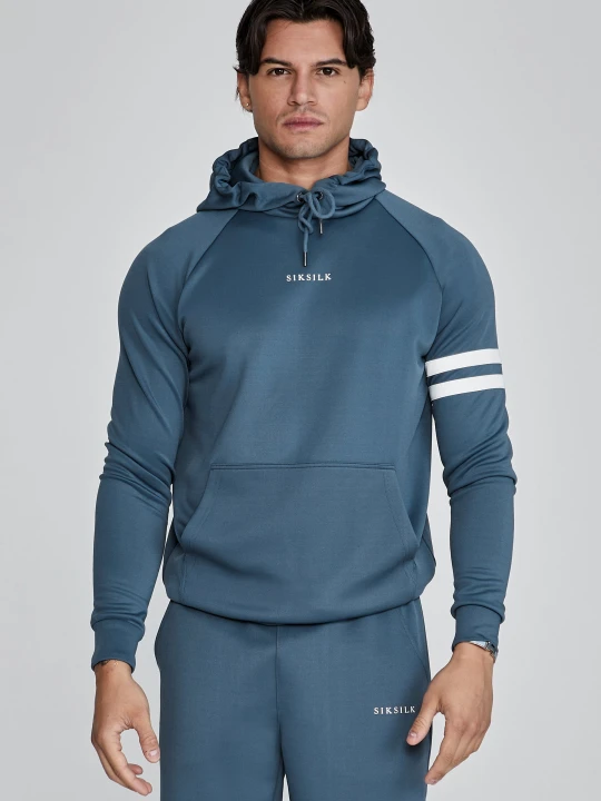 Zdjęcie produktu SikSilk Męska Niebieska Bluza z Kapturem o Kroju Muscle Fit