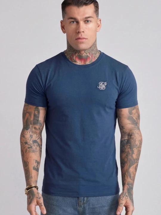 Zdjęcie produktu SikSilk Męska Niebieska Essentials Koszulka T-shirt