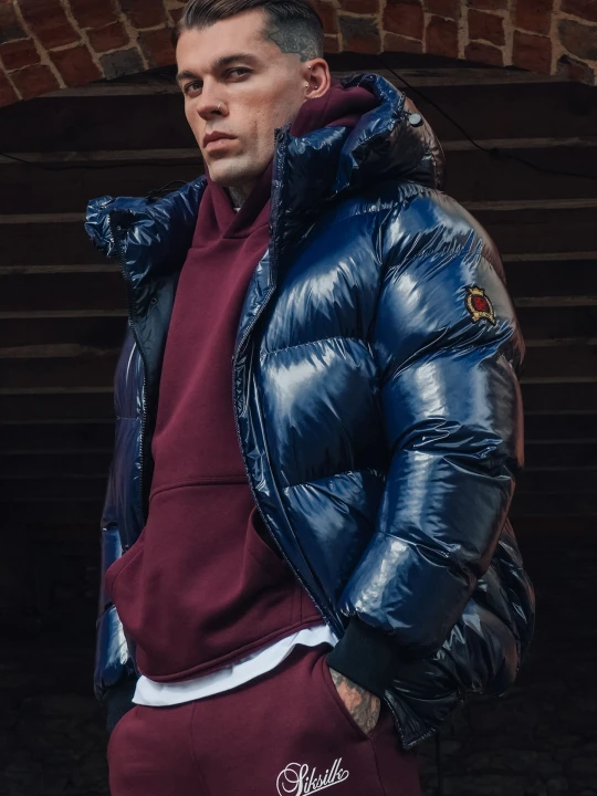 Zdjęcie produktu SikSilk Męska Niebieska Kurtka High Shine Puchowa