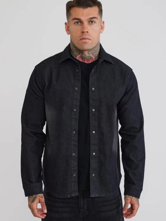 Zdjęcie produktu SikSilk Męska Prana Czarna Koszula Jeansowa