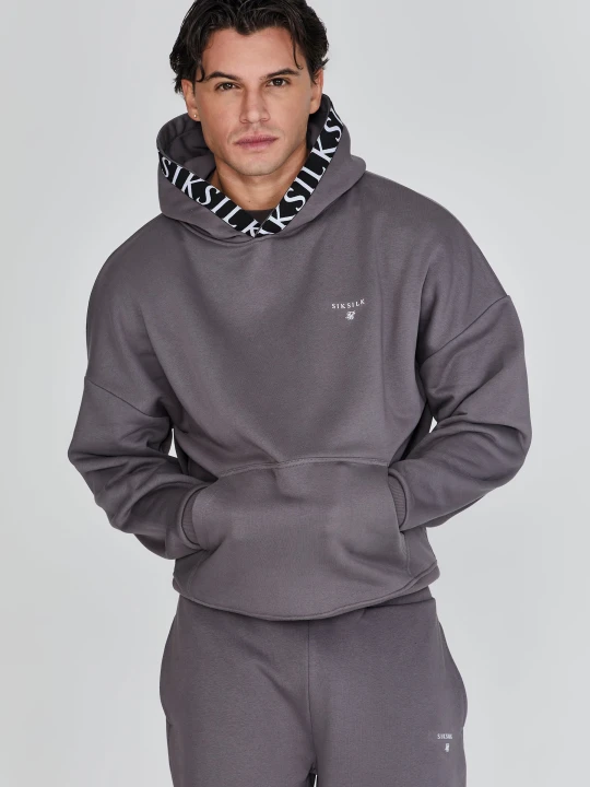 Zdjęcie produktu SikSilk Męska Szara Bluza z Kapturem brązowy