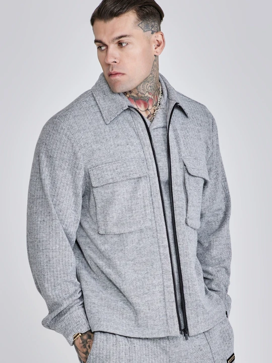 Zdjęcie produktu SikSilk Męska Szara Elegancka Koszula Overshirt