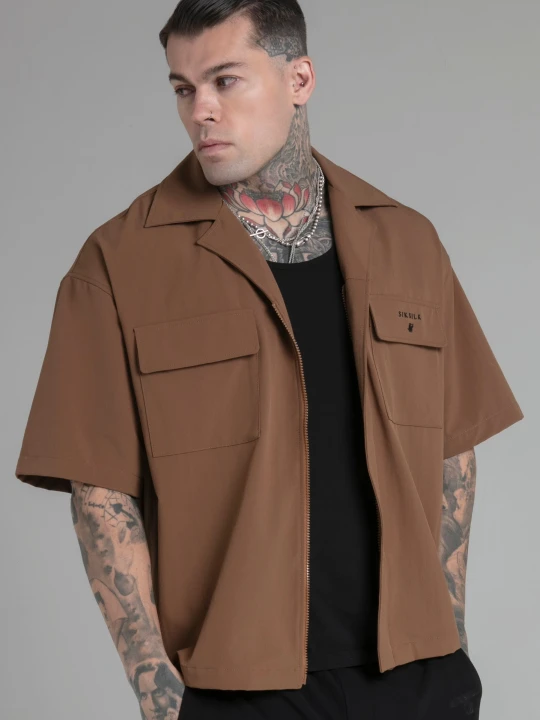 Zdjęcie produktu SikSilk Męska Szara Koszula Utility brązowy