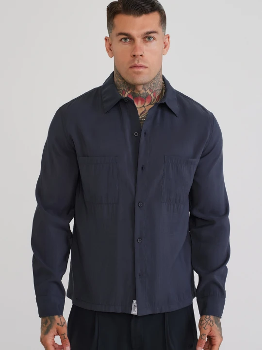 Zdjęcie produktu SikSilk Męska Szara Koszula z Długim Rękawem