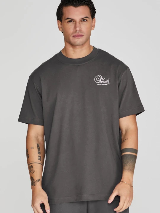 Zdjęcie produktu SikSilk Męska Szara Koszulka z Grafiką