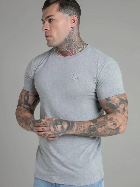 Zdjęcie produktu SikSilk Męska Szara Koszulka z Melanżu