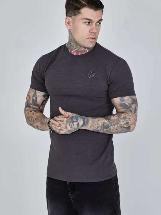 Zdjęcie produktu SikSilk Męska Szara Koszulka z Zrolowanymi Rękawami