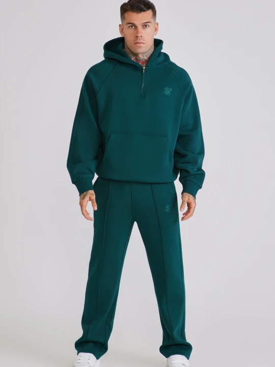 Zdjęcie produktu SikSilk Męska Turkusowa Bluza z Kapturem na Ćwierć Zamek i Spodnie Dresowe Zestaw Teal